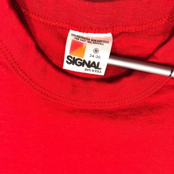 VTG Single Stitch Signal Sportswear Coca-Cola Red USA Made Script T-Shirt Small - Picture 10 of 10